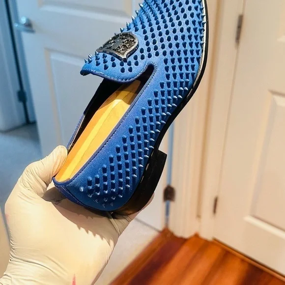 Stacy Adam’s Royal Blue Sabre Spiked Loafers. - Picture 9 of 16